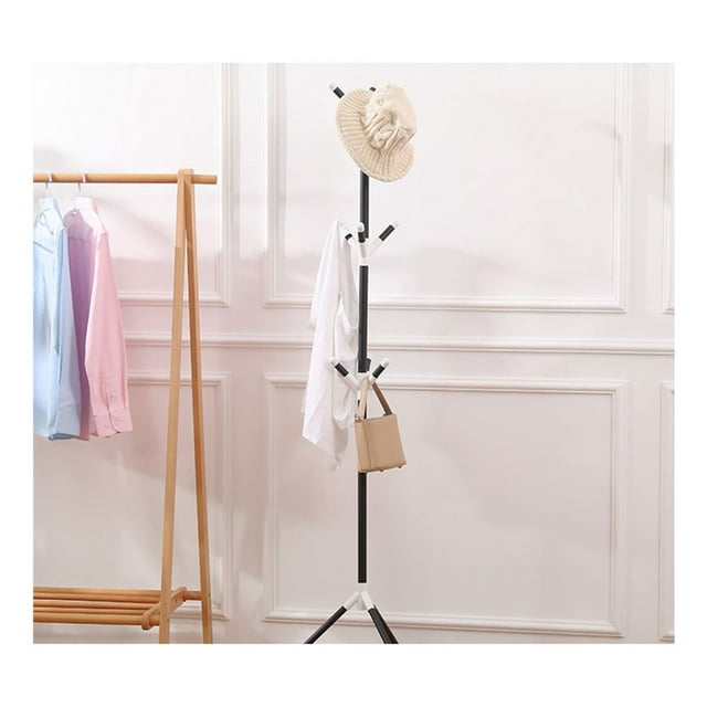 Practiksa Perchero De Pie 9 Ganchos Estante Organizador Ropa Metálico Color Negro Practiksa Perchero con 9 ganchos