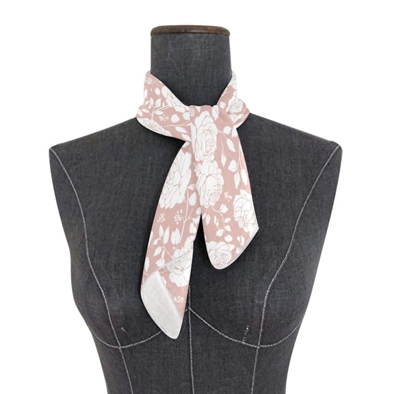Square Scarf 24x24 Inch Dusty Pink Rose Print Silky Satin Sun Protection Neck Scarf for Women Multi-Purpose Head Wrap Bandana for Hair Bag Decoration