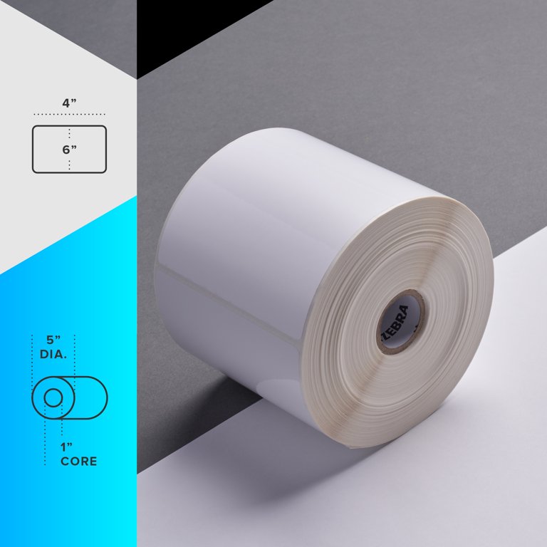 Zebra 4 x 6 in Thermal Transfer Polyester Labels Z-Ultimate 3000T Permanent Adhesive Shipping Labels - 1 in Core - 4 Rolls