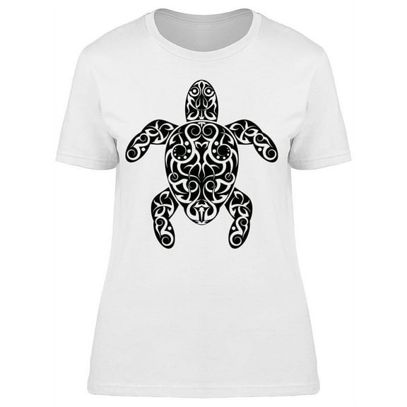 Graphic Tribal Tattoo Turtle T-Shirt Women -Image by Shutterstock, Female XX-Large
