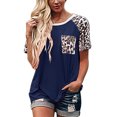 thumbnail image 2 of Qarigey Camiseta de mujer Blusa de cuello Blusa Estampado Estampado Top de manga corta Prendas para la parte del cuerpo Azul oscuro 3XL, 2 of 3