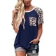 thumbnail image 2 of Minnieouse Camiseta de mujer Blusa de cuello Blusa Estampado Estampado Top de manga corta Prendas para la parte del cuerpo Azul oscuro L Minnieouse AP003189-21, 2 of 3