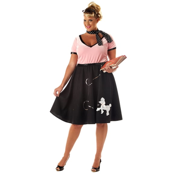 California Costumes Plus Size 50s Sweetheart Costume - Sock Hop Halloween Costumes 1X 2X 3X 1X Black,Pink