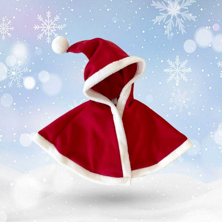 XXWXYD Toddler Baby Girl Velvet Hooded Poncho Cape, Red Christmas