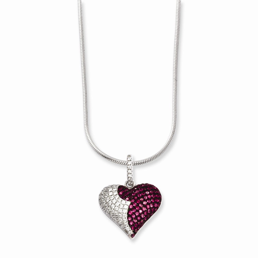 Beautiful Sterling silver 925 sterling Sterling Silver & CZ Brilliant Embers Heart Necklace