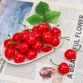 thumbnail image 3 of 50pcs Artificial Lifelike Red Cherry Decoration Fake Chrries Fruit Food Home Party Christmas Display, 3 of 3