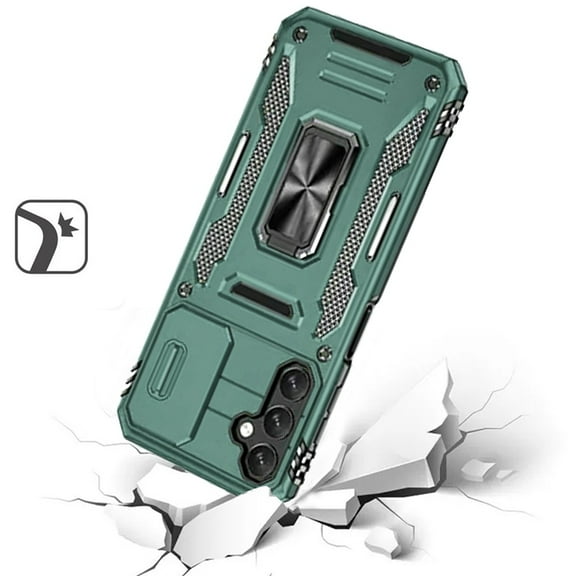 For Samsung Galaxy A25 5G Hybrid Case with Rotation Ring Stand Shockproof & Camera Window TPU Armor Dropproof Cover ,Xpm Phone Case [ Midnight Green ]