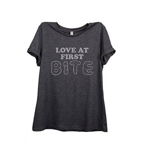 Thread Tank Love At First Bite Women Relaxed T-Shirt Tee Charcoal Grey 2XL