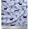 thumbnail image 1 of Soimoi Moss Georgette Fabric Reindeer,Tent & Human African Print Fabric by Yard 42 Inch Wide, 1 of 3