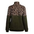 thumbnail image 7 of frariair Women's Leopard Print Quarter Zip Fleece Pullover Sweatshirt Long Sleeve Thermal Lined Jacket With Kangaroo Pocket For Winter Green S, 7 of 7