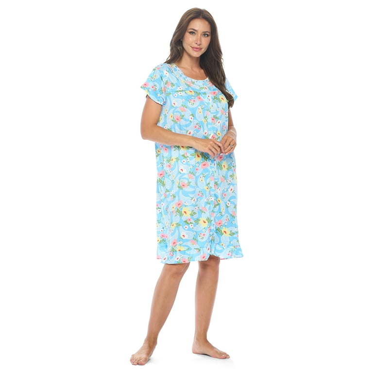 Casual Nights Women s Short Sleeve Floral Nightgown Nightshirt