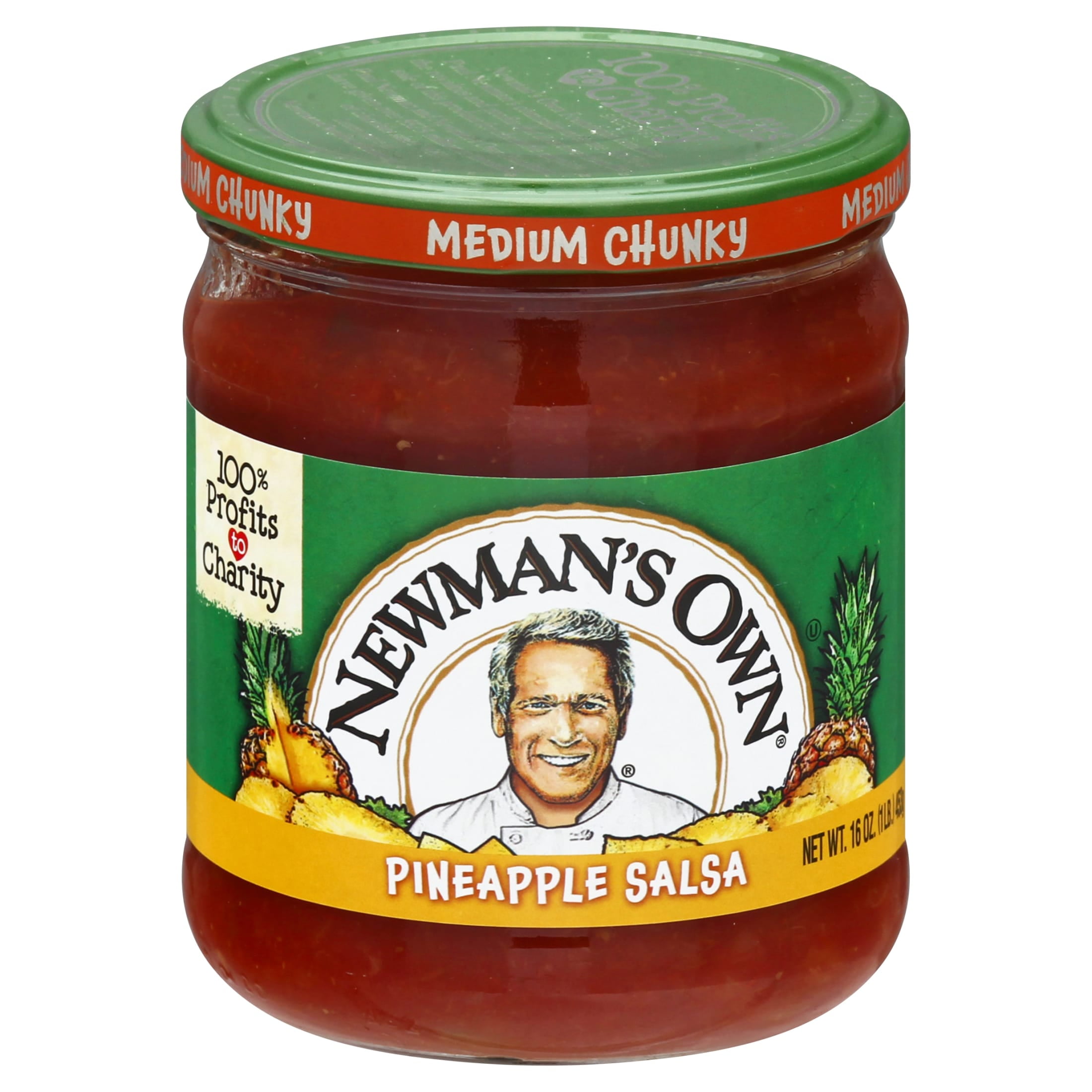 Newman's Own Salsa, Pineapple Salsa, Medium Chunky, 16oz glass jar