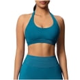 thumbnail image 2 of Neewe Women's Seamless Sports Bra Knitted Yoga Suit Gathering Breathable Workout Gym Tank Top for Women-Light Blue L, 2 of 9