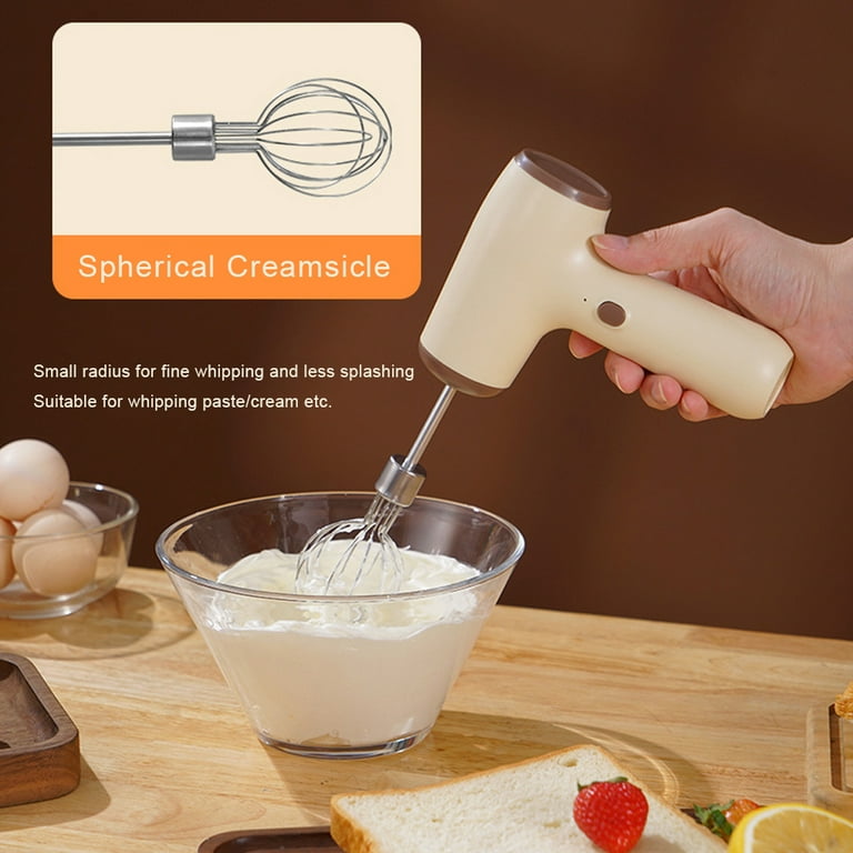 Cordless Electric Whisk - Hand Mixer Portable Handheld Electric Mixer with  3-speed Self-Control, 304 Stainless Steel Beaters & Balloon Whisk, for
