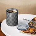 thumbnail image 3 of 12oz Coffee Tumblers Dark Gray and Light Gray Checkered Pattern Stainless Steel Vacuum Insulated Travel Tumbler Coffee Cups Mug with Lid and Straw with Cleaning Brush for Cold & Hot Drinks, 3 of 5
