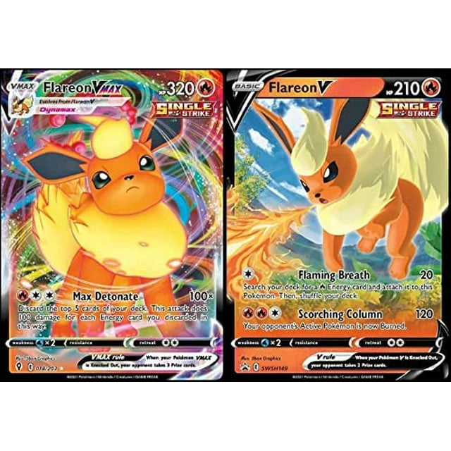 Lote de cartas Pokémon Flareon V y Vmax Evolving Skies 018/264