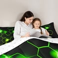 thumbnail image 5 of Homewish Geometric Honeycomb Full Size Comforter Sets 3-Piece for Teens Boys Girls,Abstract Gradient Hexagon Bedding Comforter Set,Green Yellow Lightweight Bedding Sets,Lightweight Room Decor, 5 of 8