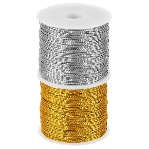 Uxcell Total 76yard Metallic Cord Set, 2Rolls 0.6mm Dia Ornament String, Gold,Silver