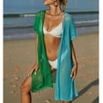 thumbnail image 3 of Mujer Bikini Coverup Color Contraste Mangas cortas Ahueca hacia fuera el traje de baño Frente abierto Abrigo, 3 of 6