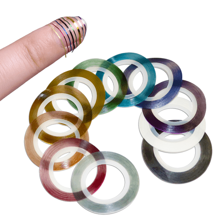 Beauticom 10 Color Rolls Striping Tape Line Nail Art Tips DIY Decoration