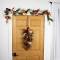 thumbnail image 2 of Northlight Mixed Berry, Leaves and Pomegranate Fall Harvest Garland - 6' x 10" - Green and Orange, 2 of 6