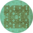 thumbnail image 1 of Ahgly Company Machine Washable Indoor Round Oriental Turquoise Blue Industrial Area Rugs, 3' Round, 1 of 4