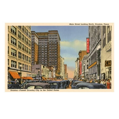 Scene Houston Texas - Main Street, Houston, Texas Print Wall Art