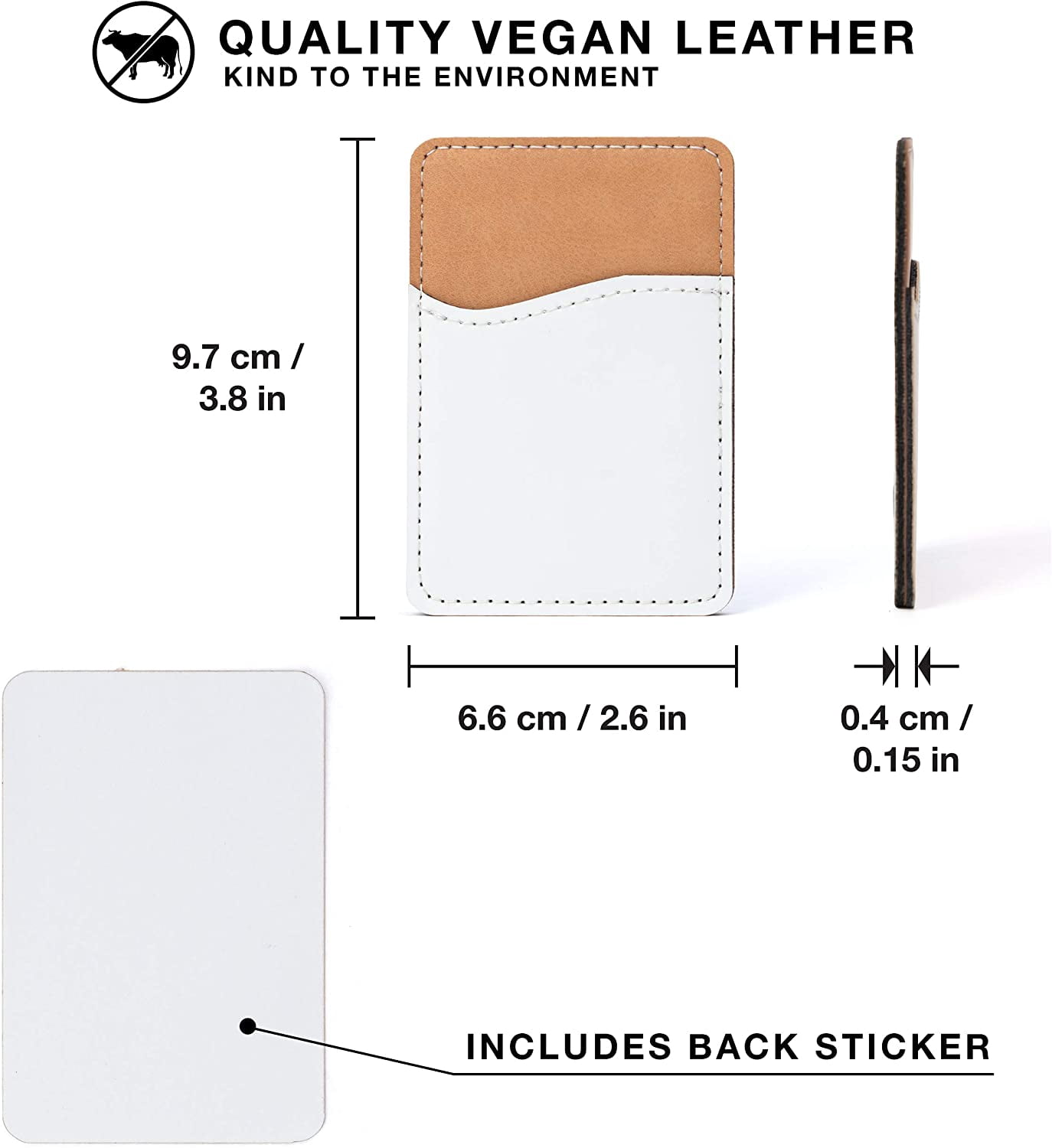 ABCISI Sublimation Blanks Phone Wallet - PU Leather Card Holder for Back of Phone Stick on iPhone Android HTV Friendly DIY Blanks for Vinyl Projects (10PCS White PU Leather)