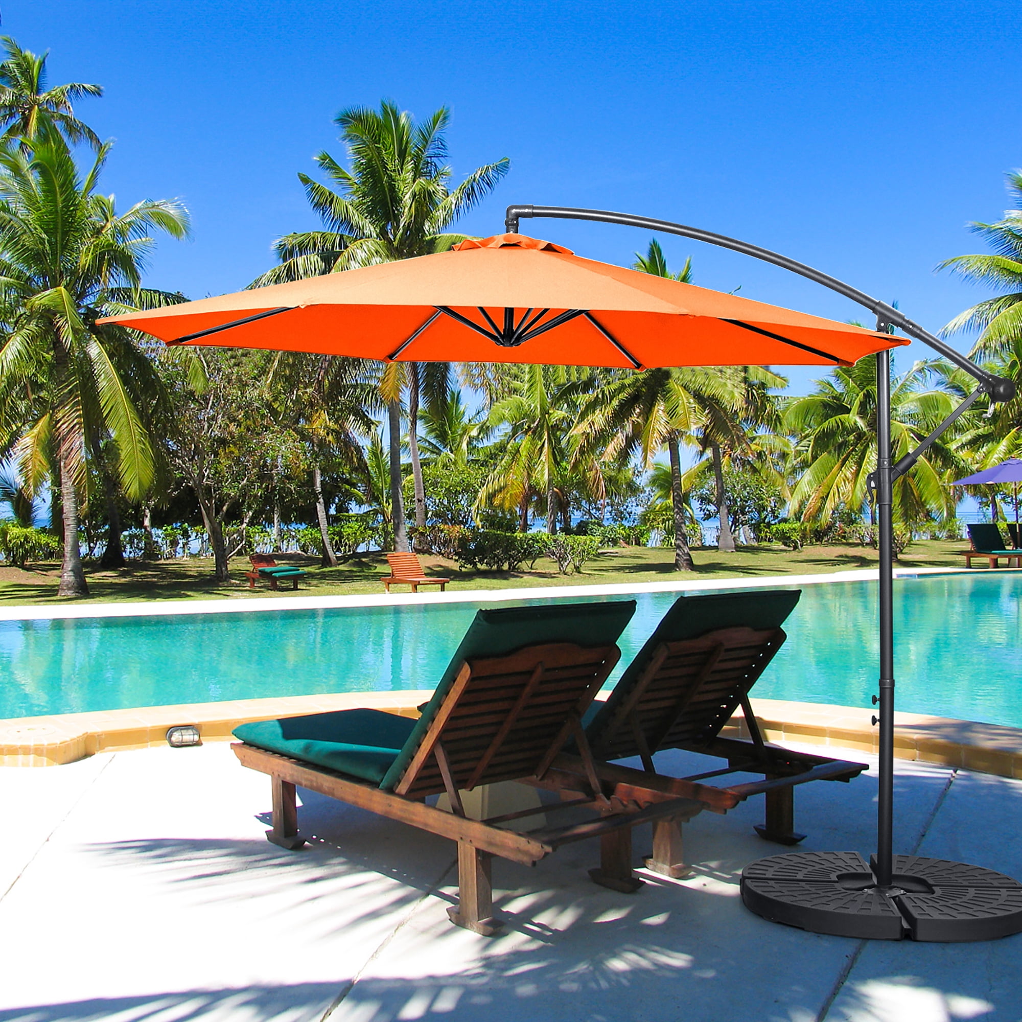 Costway  10 FT Patio Offset Umbrella w/8 Ribs Cross Base Tilt Orange