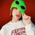 thumbnail image 4 of Funny Alien Beanie Hat with Big Eyes - Cuffed Cool Graphic Beanies Knit Winter Hats Warm Soft Stretchy Daily Cap, 4 of 4