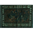 thumbnail image 1 of Ahgly Company Machine Washable Indoor Rectangle Persian Turquoise Blue Traditional Area Rugs, 7' x 9', 1 of 4