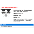 thumbnail image 2 of Front Brake Pad Set - Compatible with 2012 - 2016 BMW 528i xDrive 2013 2014 2015, 2 of 2