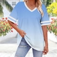 thumbnail image 4 of gakvbuo Women'S Plus Size Tunic Tops Oversized V-Neck Short Sleeve Color Blocks Summer Shirt Loose Sports T-Shirt, 4 of 8