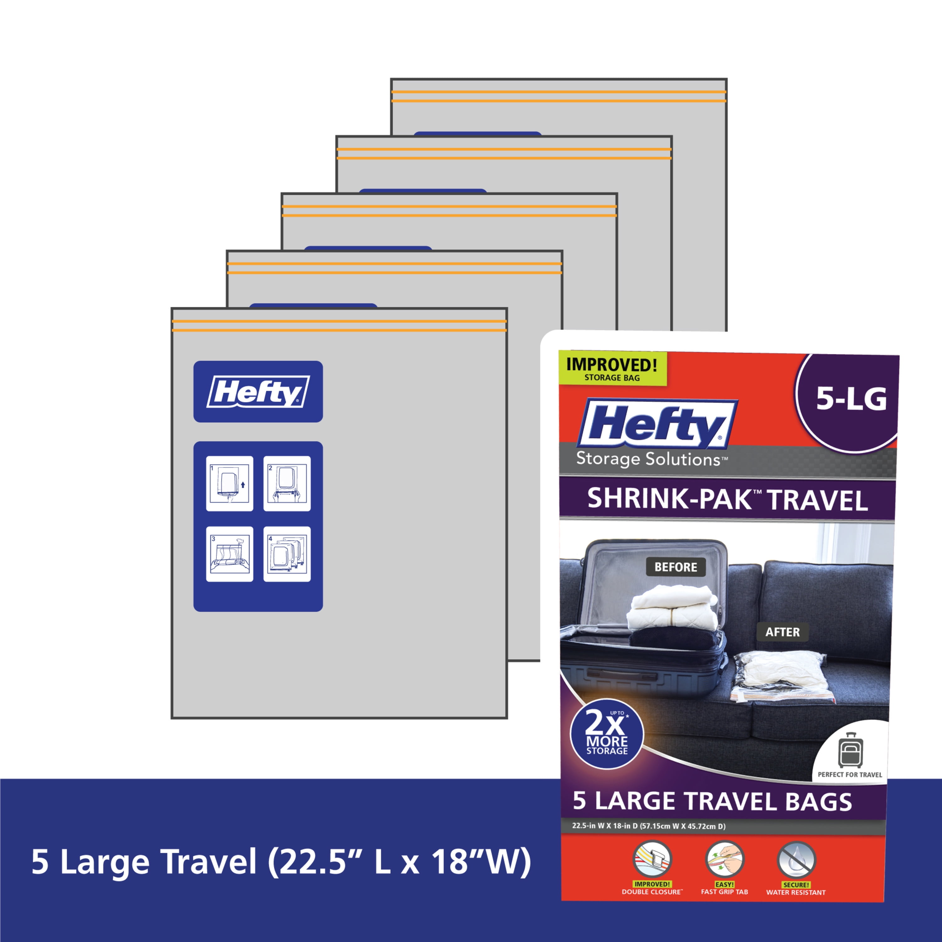 K16 HEFTY ONE ZIP TRAVEL BAGS QUART SIZE 7 COUNT PER PACK BAG ZIPLOCK Prop  Rare