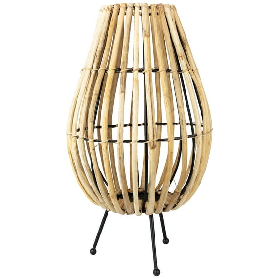 Northlight Rattan and Iron Pillar Candle Holder - 17" - Natural Rattan