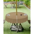 thumbnail image 4 of Dark Khaki Outdoor Tablecloth with Umbrella Hole and Zipper, Solid Color Table Cover for Round Tables Waterproof Tabletop Collection for Patio, Garden, Picnic, Camping 60R, 4 of 6