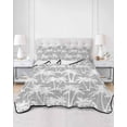 thumbnail image 2 of Quilts Queen Size Bedding Set, Grey Palm Tree Summer Lightweight Quilted Comforter, Beach Tropical Botanical Coastal Soft Reversible Bedspread Coverlet with Pillow Covers for All Season, 90" x 96", 2 of 7