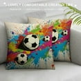 thumbnail image 3 of COMIO  Football Pillows Decorative Throw Pillow Cover Sports Passion Rainbow Color Soccer Balls Doodle Polka Dot Pillow Case Square Cushion Cover Christmas Sofa Bed, 3 of 5