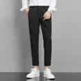 thumbnail image 2 of Pantalones de verano drapeados recortados para hombre, pantalones de traje negros para hombre, pantalones fluidos 2024, ropa de primavera de tela barata, ropa de diseñador para el trabajo, 2 of 5