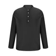 thumbnail image 3 of Lenago Mens Casual Shirts Solid Color Button Long Sleeve Stand Up Collar Shirt, 3 of 4