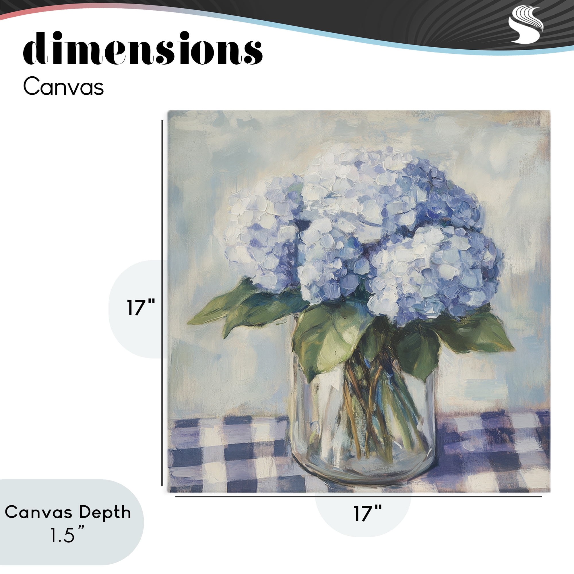 Stupell Industries Hydrangeas on Gingham Tablecloth Canvas Wall Art, design by Petal Prints Design