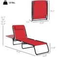 thumbnail image 3 of Folding Chaise Lounge Chair, Patio Sun Tanning Chair, Outdoor Chaise Lounger with 4-Position Reclining Back, Breathable Mesh Seat for Beach, Poolside, Yard, Wine Red, 3 of 19