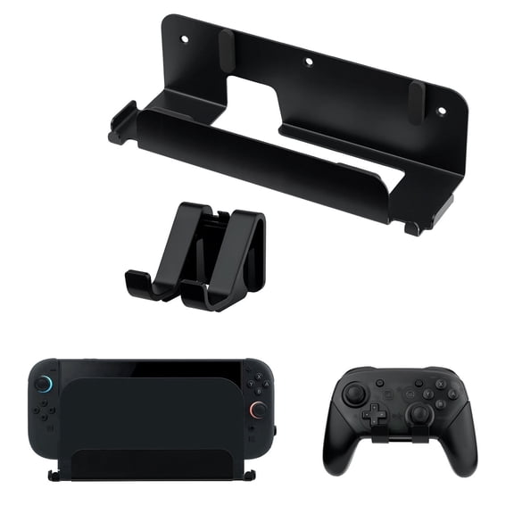 Mcbazel Metal Wall Mount Kit with Controller/Headset Hook for Nintendo Switch 2 Host Organizer Bracket