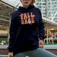 thumbnail image 2 of Fall Babe, Groovy Wavy Text Art, Autumn Merch Gift, Navy Blue Hooded Sweatshirt or Hoodie, 2XL, 2 of 5