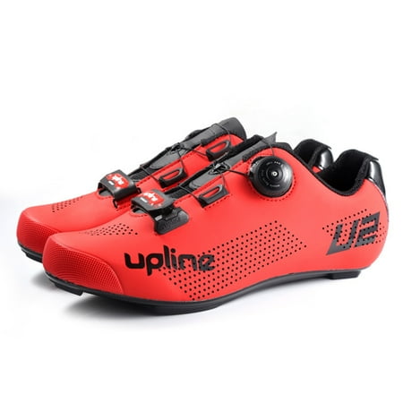 

Road Bike Lock Shoes Mountain Bike Self-Locking Cycling Shoes Breathable Spin Shoes for Men and Women Red 45 Road Vehicles