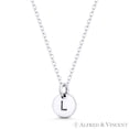 thumbnail image 2 of Initial Letter "L" Engraved Tiny 11x8mm (0.4"x0.3") Circle Pendant & Chain Necklace in .925 Sterling Silver, 2 of 3