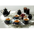 Halloween Goth Tea Set, Black Gold Scallop Teapot, Black Gold Scallop