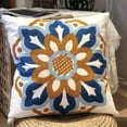 thumbnail image 2 of Boho Pillow Covers, Decorative Pillowcase, Square Embroidery Throw Pillows Cushion Set for Sofa Couch Bed Bench Living Room, Modern Plant Floral Pattern, 18 x18 inch (Sunflower and Sunflower), 2 of 6
