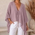thumbnail image 2 of Cmfcve Cotton Linen Shrugs for Women Summer Cover Ups Shirts Loose Fit Casual Beach Vacation Lightweight Cardigans Tops with Tie, 2 of 9