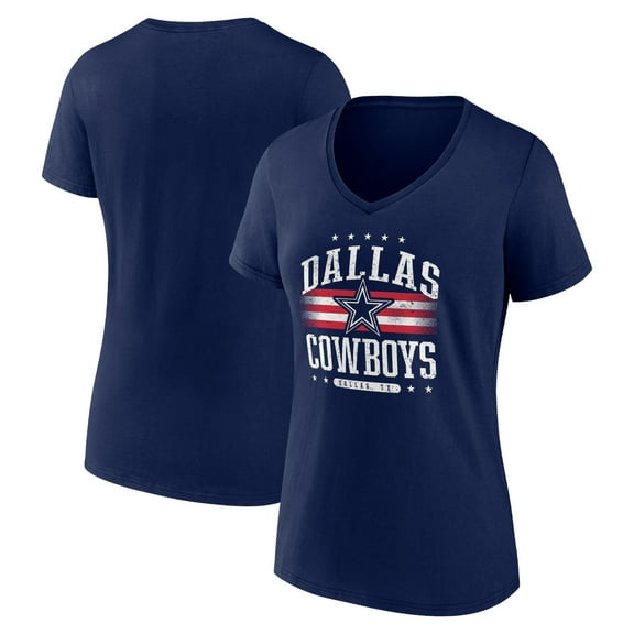 Women's Navy Dallas Cowboys Americana Team V-Neck T-Shirt